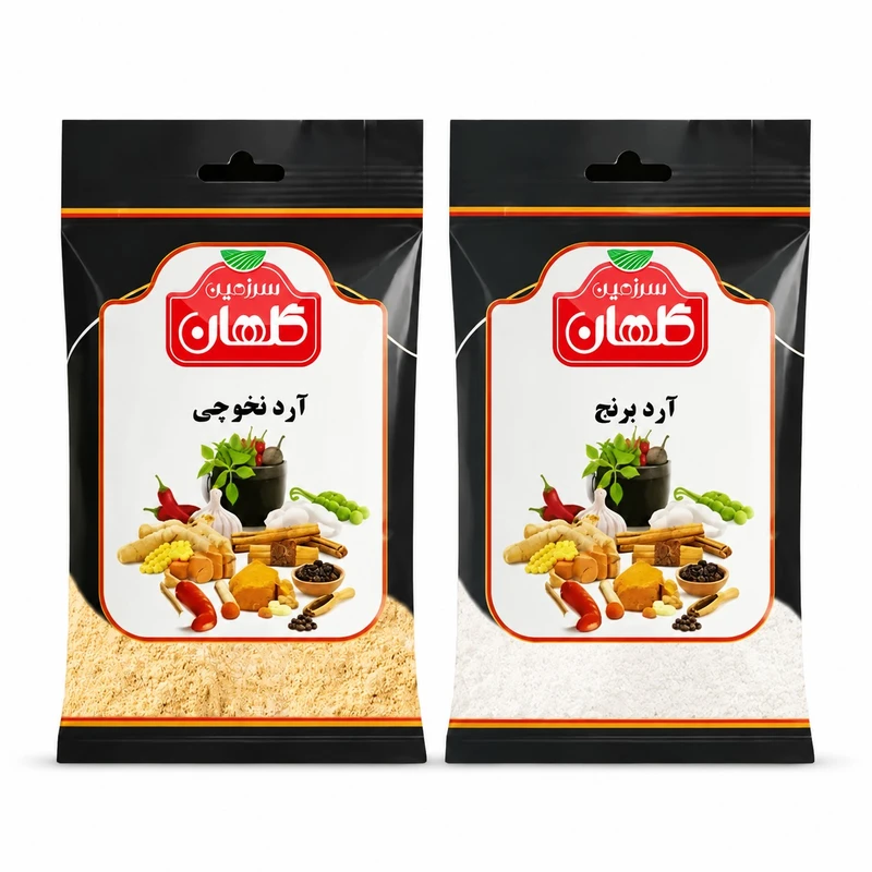 آرد نخودچی سرزمین گلهان - 80 گرم به همراه آرد برنج سرزمین گلهان -  100 گرم