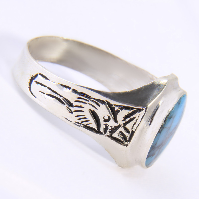 انگشتر نقره زنانه بازرگانی میلادی مدل سنگ فیروزه طبیعی نیشابور بچگانه کد AW_028