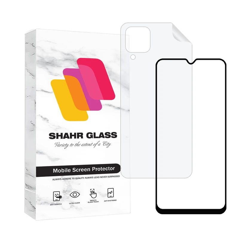 محافظ صفحه نمایش شفاف شهر گلس مدل CERAMINANOSH مناسب برای گوشی موبایل سامسونگ Galaxy A12 / A12 Nacho / M12 به همراه محافظ پشت گوشی