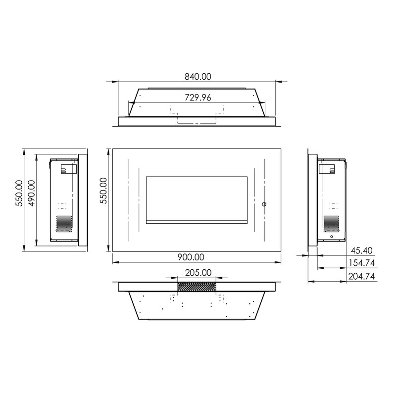 شومینه دیواری برقی شومینه آوالون مدل هالیوود 90