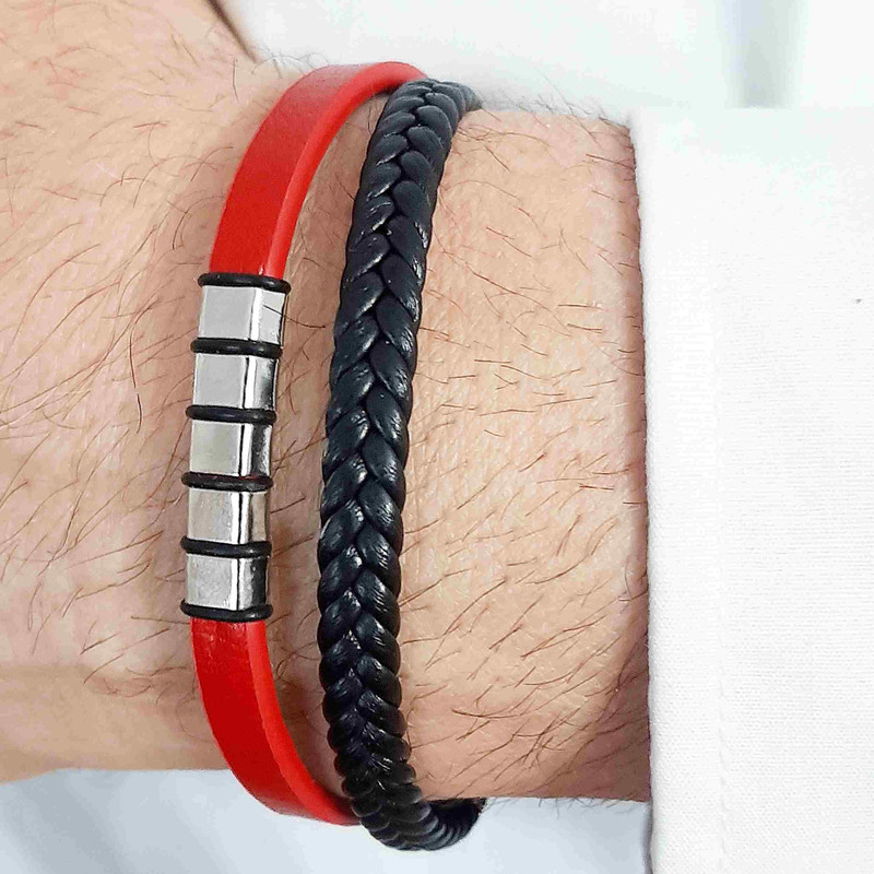 دستبند مردانه مدل روکو چرم طبیعی کد 9933 دستبند مردانه مدل روکو چرم طبیعی کد 9933