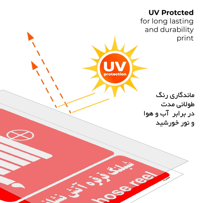 برچسب ایمنی مستر راد طرح شیلنگ قرقره آتش نشانی مدل HSE-OSHA-081