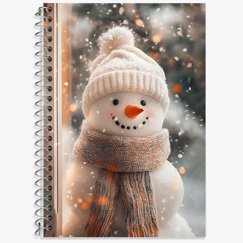 دفتر زبان 50 برگ خندالو مدل دو خط طرح آدم برفی کیوت کد F8269