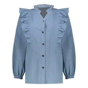 شومیز آستین بلند یقه ایستاده زنانه مدل ترانه