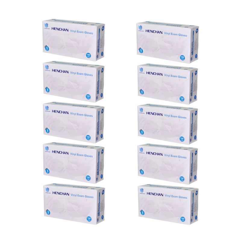 دستکش وینیل غیر پودری مدل هنچان10 سایز کوچک (S) بسته 10 عددی