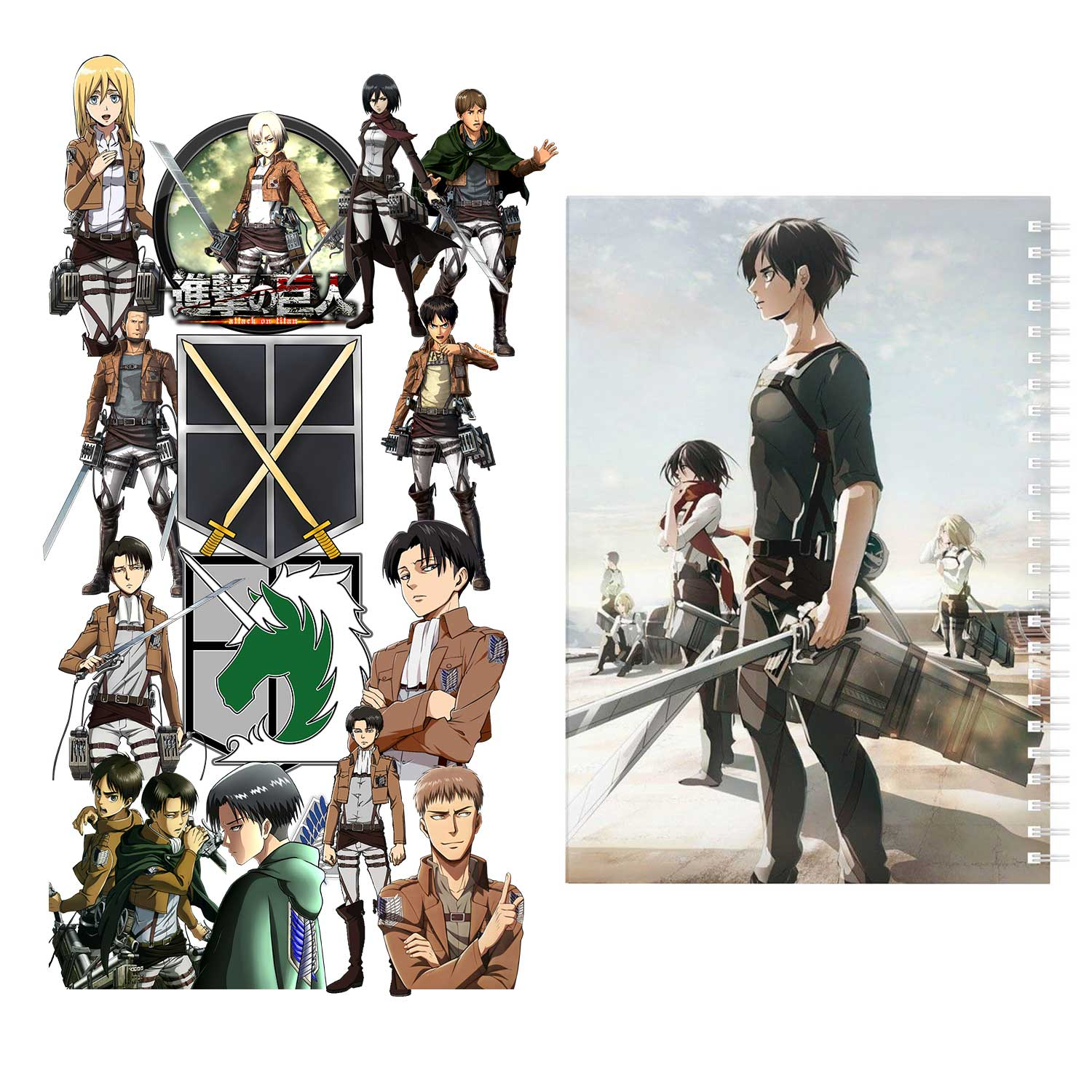 دفتر مشق باژیکان طرح انیمه اتک آن تایتان Attack On Titan کد 20211448 به همراه استیکر لپ تاپ مجموعه 14 عددی