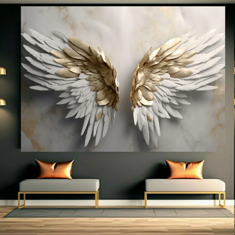 تابلو بوم طرح مخمل بال مدل طلایی کد BK23688