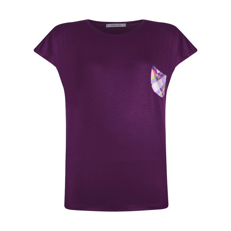 ست تی شرت و شلوارک زنانه افراتین مدل آسوده کد 6600 رنگ بنفش