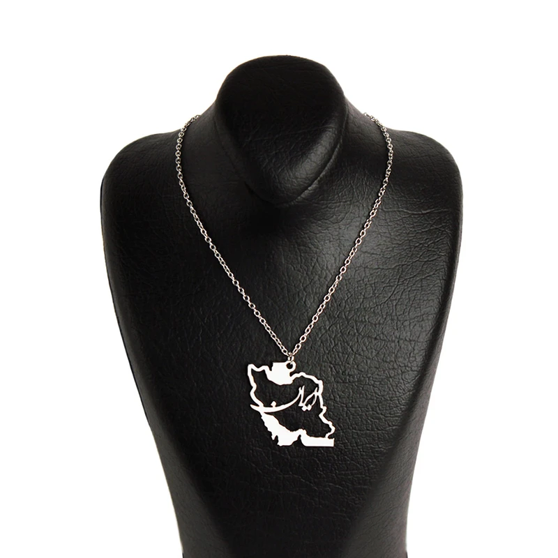 گردنبند زنانه گلسو مدل ایران و دریاها طرح خطی نوشته ایران