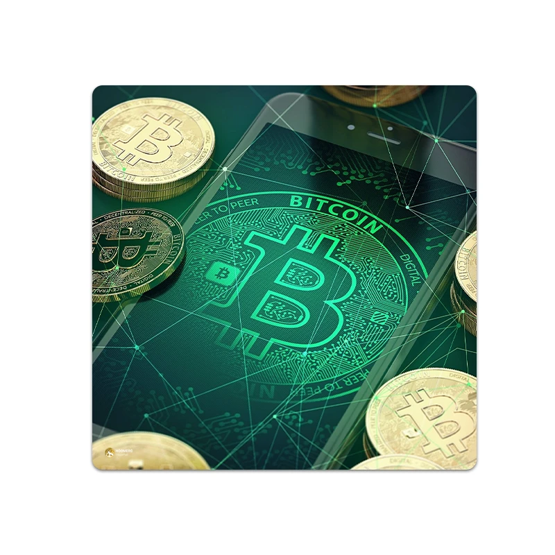 ماوس پد هومرو مدل NX018 طرح ارز دیجیتال بیت کوین سایز 40x40 سانتی متر