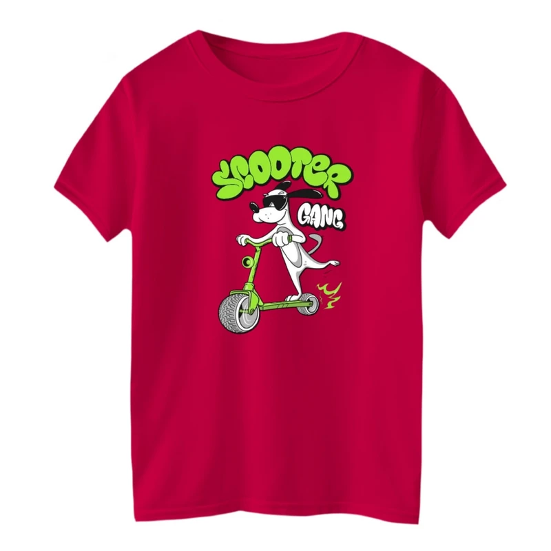 تی شرت آستین کوتاه بچگانه مدل سگ و اسکوتر