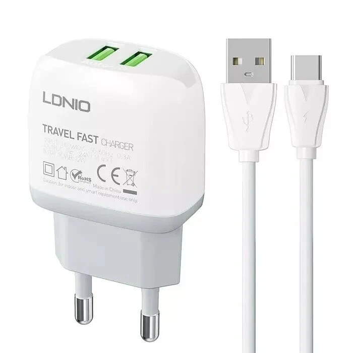 شارژر دیواری الدینیو مدل A2219 به همراه کابل تبدیل USB-C