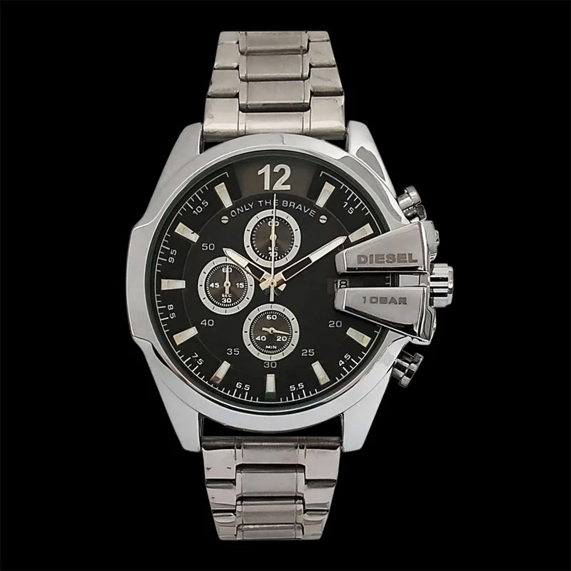 ساعت مچی عقربه‌ای کوارتز مردانه مدل شاخدار سه موتور فعال کرنوگراف کد Di-SR.BK