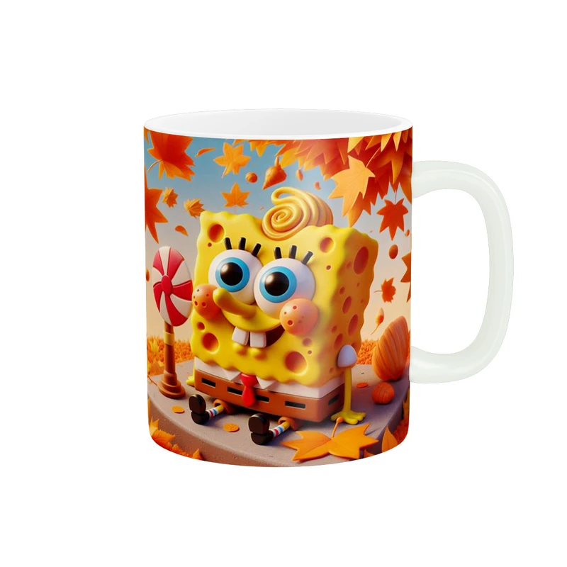 ماگ پاد آفرین طرح باب اسفنجی مدل پاییز کد 673