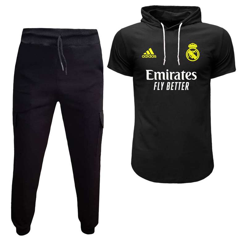 ست تی شرت کلاهدار و شلوار مردانه مدل رئال مادرید B6703