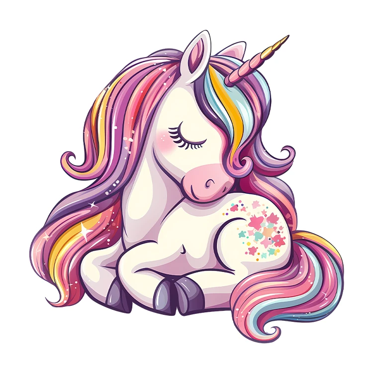 استیکر پارچه و لباس پاد آفرین مدل کارتونی یونیکورن کد S048