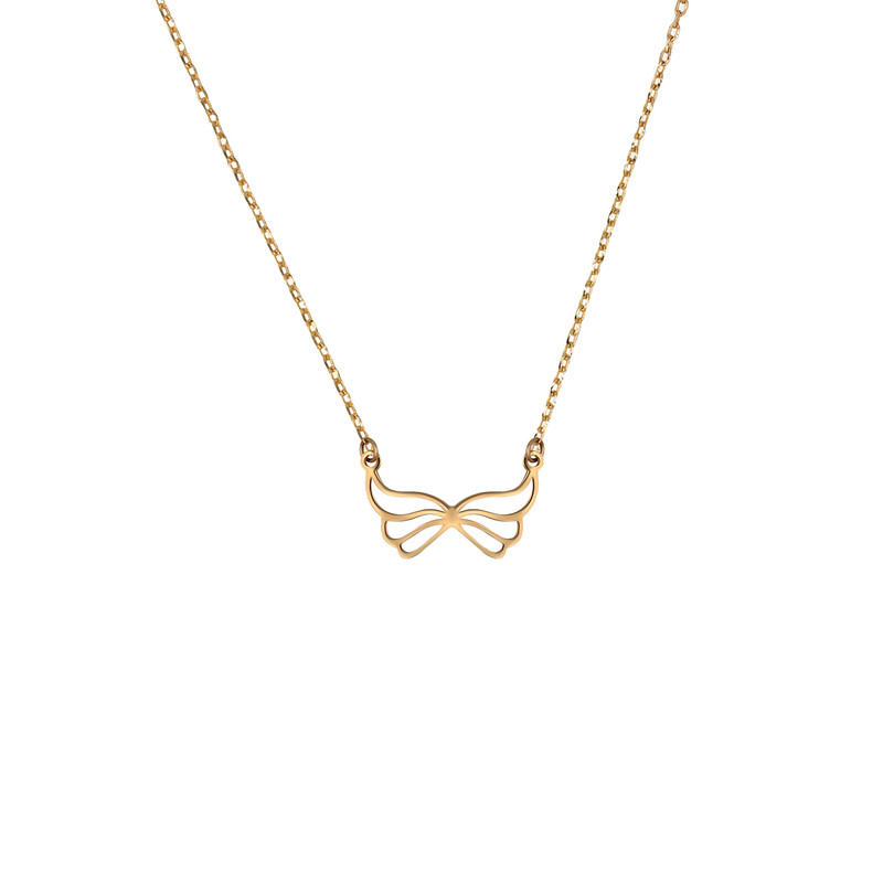 گردنبند طلا 18 عیار زنانه با طرح مینیمال طلاجات مدل طوق پروانه کد 1025