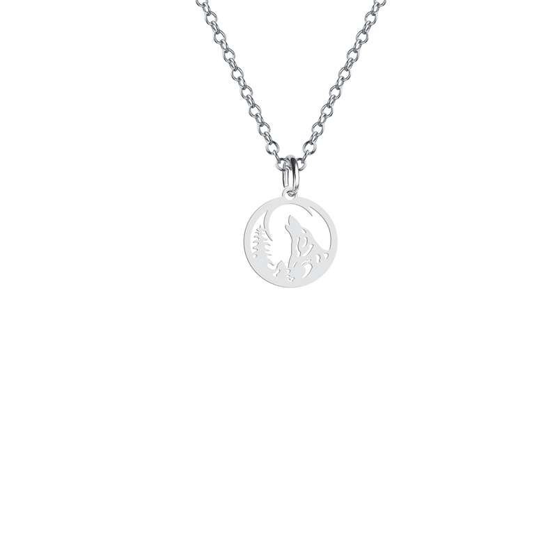 گردنبند نقره زنانه هایکا مدل گرگ و ماه کد n.ha2-208