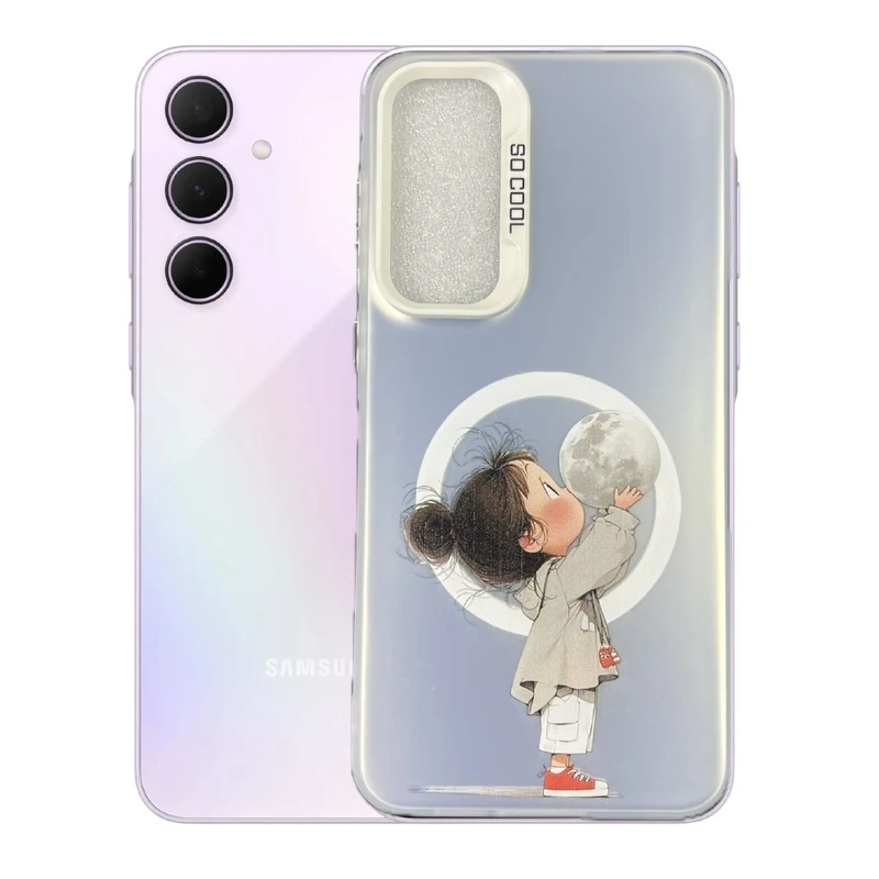 کاور طرح دختر و ماه مناسب برای گوشی موبایل سامسونگ Galaxy A55