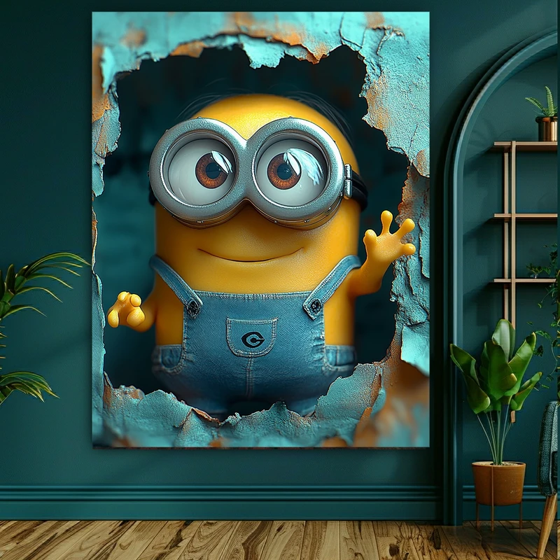 تابلو بوم طرح مخمل شخصیت کارتونی مدل مینیون کد BK23247