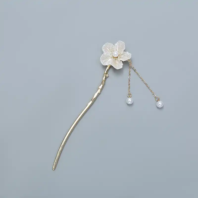 گیره مو زنانه مدل کانزاشی طرح گل کاغذی آویزدار