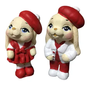 مجسمه مدل خرگوش دختر و پسر مجموعه 2 عددى