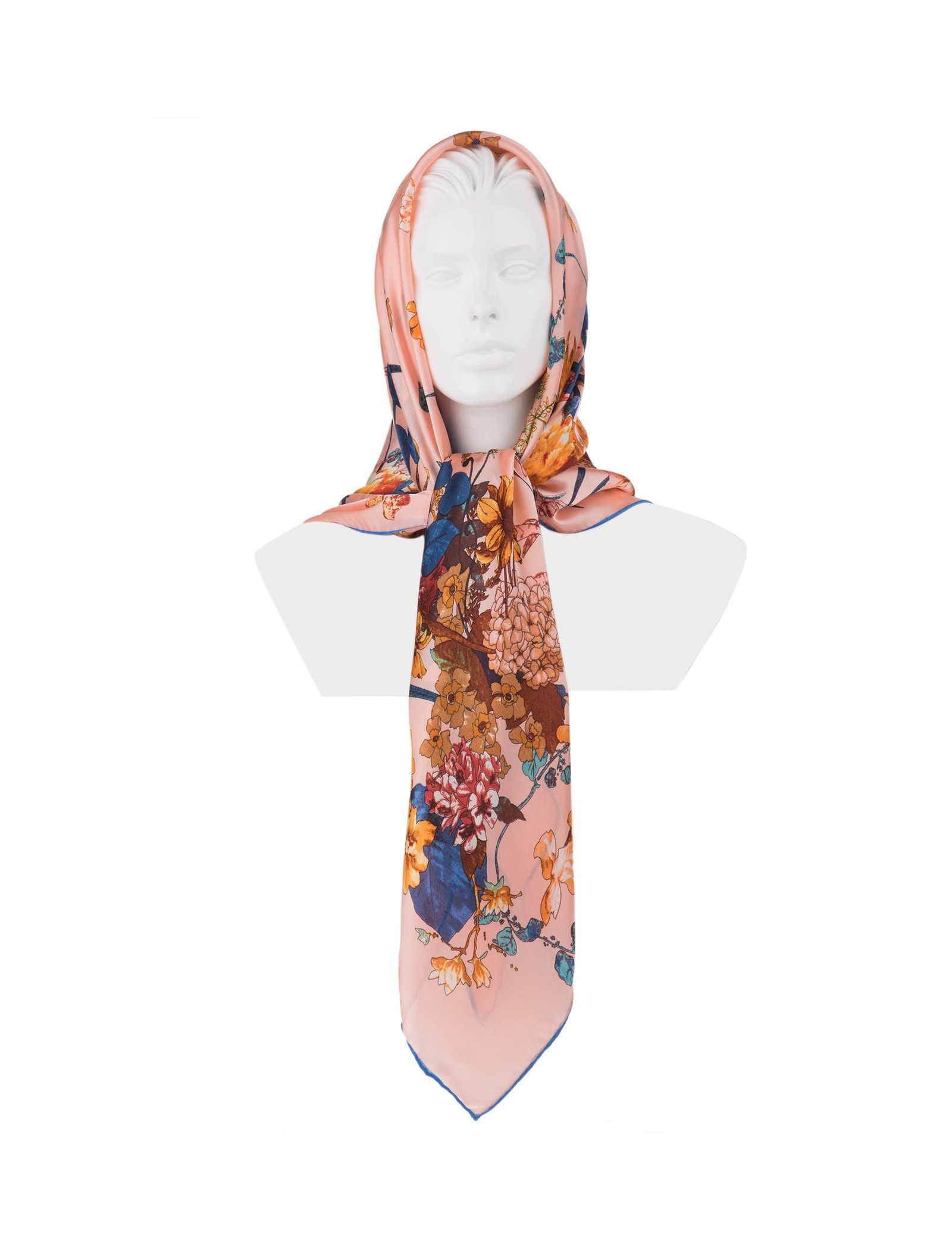 روسری ابریشمی زنانه - رزتی - صورتي - 2