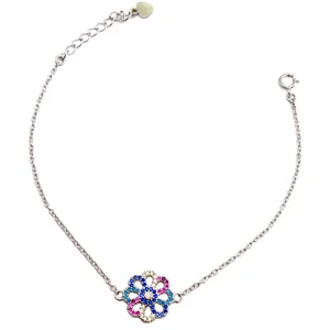 دستبند نقره آی جواهر طرح رز کد 77170D