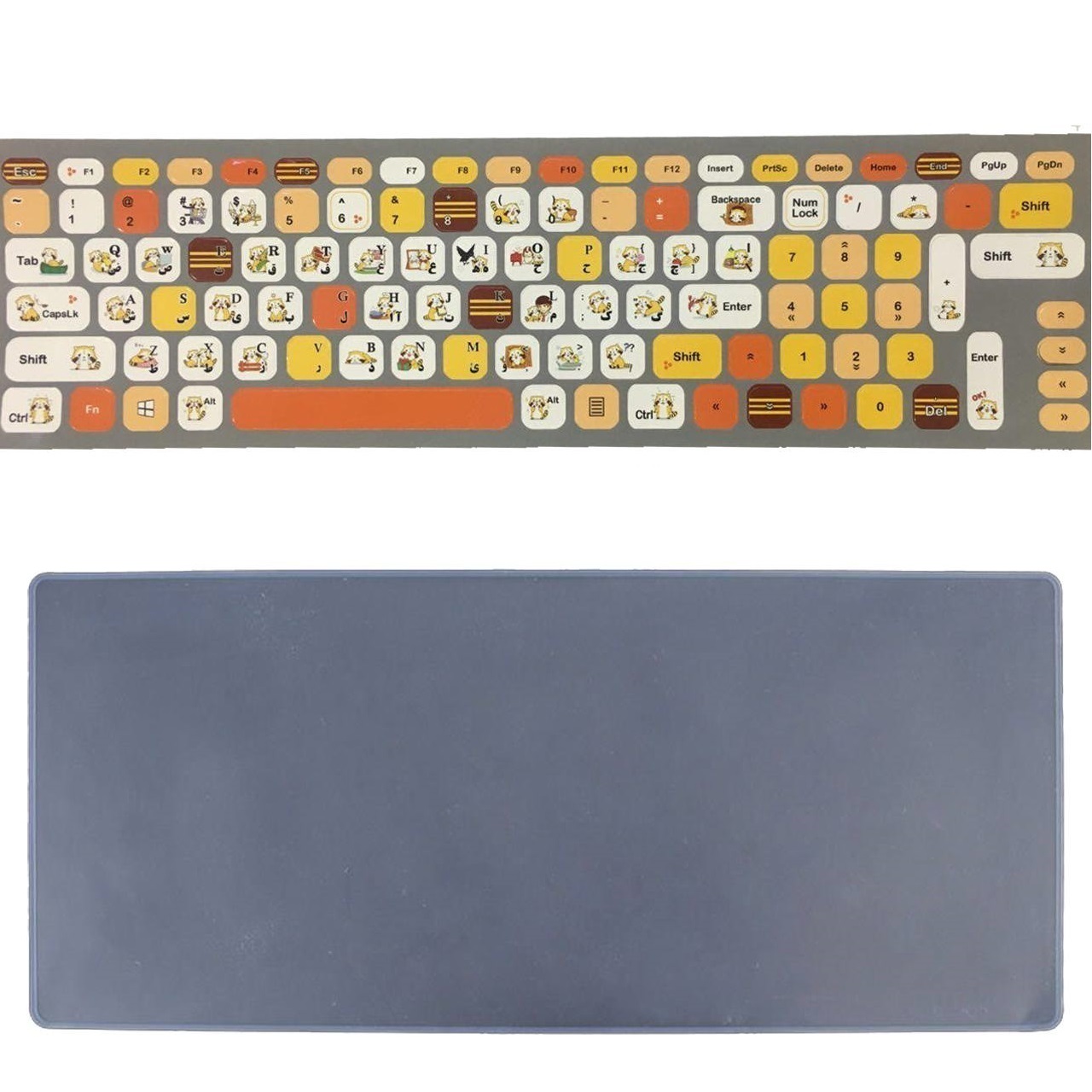 برچسب حروف فارسی کیبورد طرح راکن به همراه محافظ کیبورد مناسب برای لپ تاپ 14 اینچ