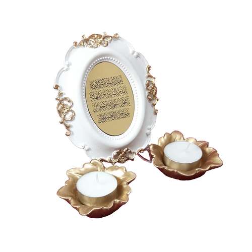 آینه و شمعدان سفره هفت سین نوآذین مدل Golden Leaf