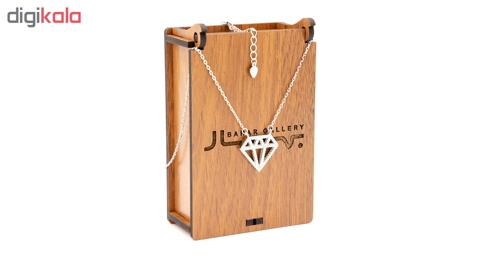 گردنبند نقره بهارگالری طرح الماس مدل Luxury Diamond