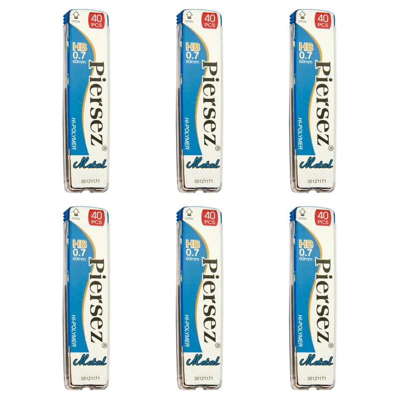 نوک مداد نوکی HB پییرسز کد PZB0128 مدل متال قطر 0.7 میلی متر بسته 6 عددی