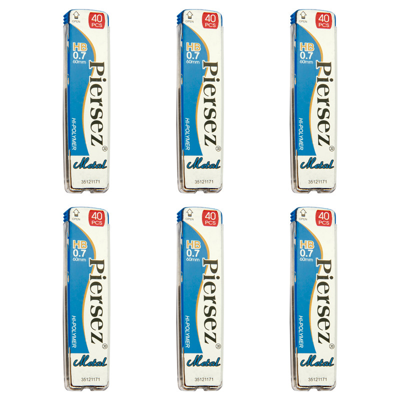 نوک مداد نوکی HB پییرسز کد PZB0128 مدل متال قطر 0.7 میلی متر بسته 6 عددی