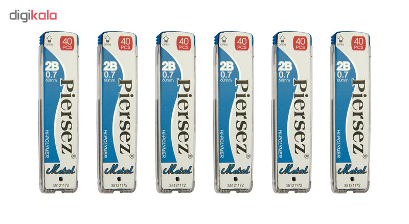 نوک مداد نوکی 2B پییرسز کد PZB0129 مدل متال قطر 0.7 میلی متر بسته 6 عددی
