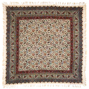  رومیزی قلمکار ممتاز اصفهان طرح ققنوس اثر عطريان مدل G52سایز 120*120 سانتی متر