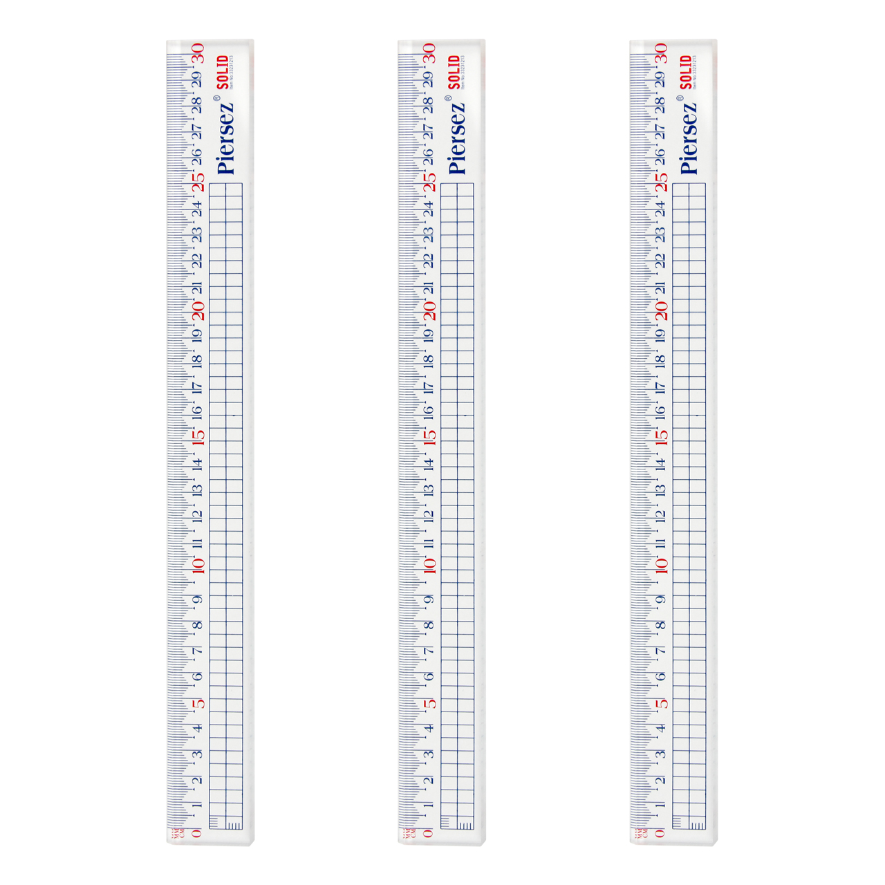 خط کش 30 سانتی متری پییرسز کد PZB0136 مدل سالید بسته 3 عددی 