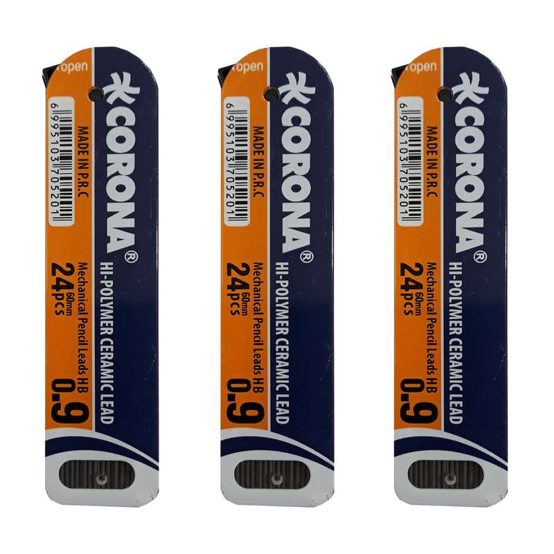 نوک مداد نوکی کرونا کد C9 قطر 0.9 میلی متر بسته 3 عددی