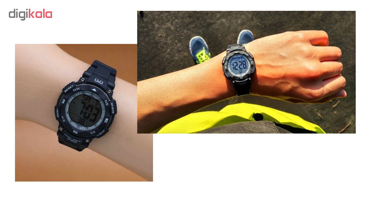 ساعت مچی دیجیتالی کیو اند کیو مدل m149j007y به همراه دستمال مخصوص برند کلین واچ