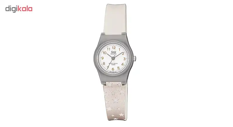 ساعت مچی عقربه ای بچگانه کیو اند کیو مدل VP47J036Y به همراه دستمال مخصوص برند کلین واچ