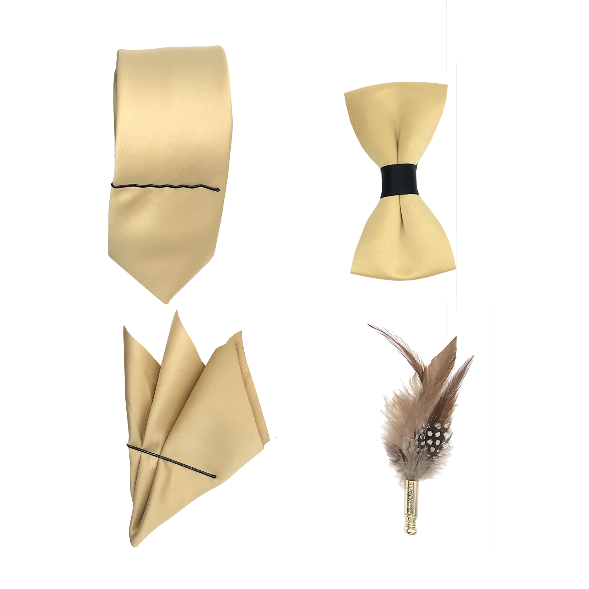 ست کراوات پاپیون دستمال جیب و گل کت مدل KPDG-1006