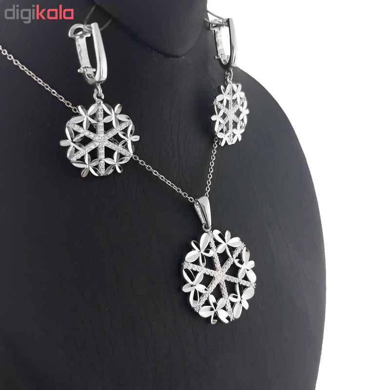 نیم ست نقره طرح گل مدل FL 167