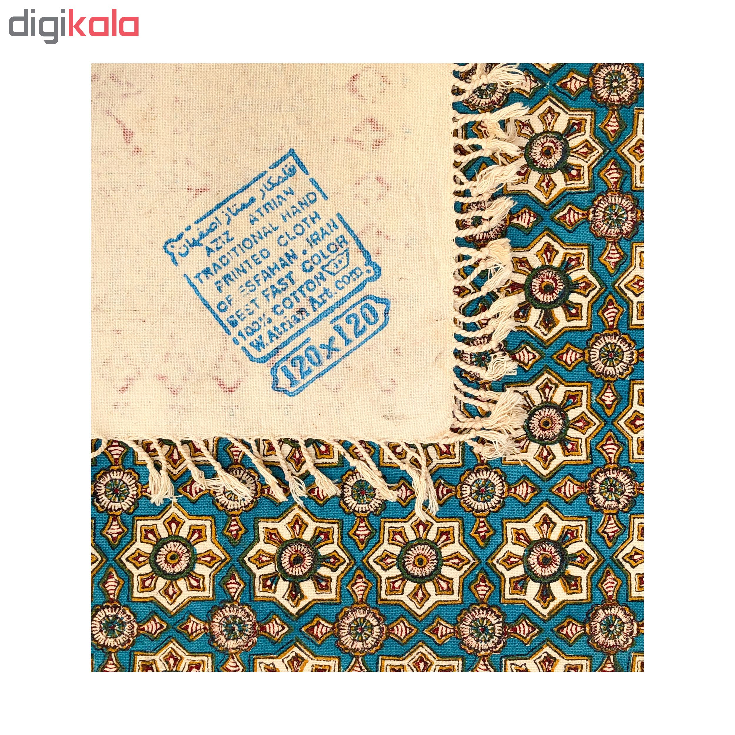 رومیزی قلمكار ممتاز اصفهان اثر عطريان طرح صندوقي مدلG63 سايز 120*120 سانتيمتر