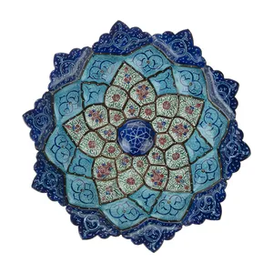 بشقاب مسی میناکاری شده اثر سلطانی کد 46 قطر 20 سانتی متر