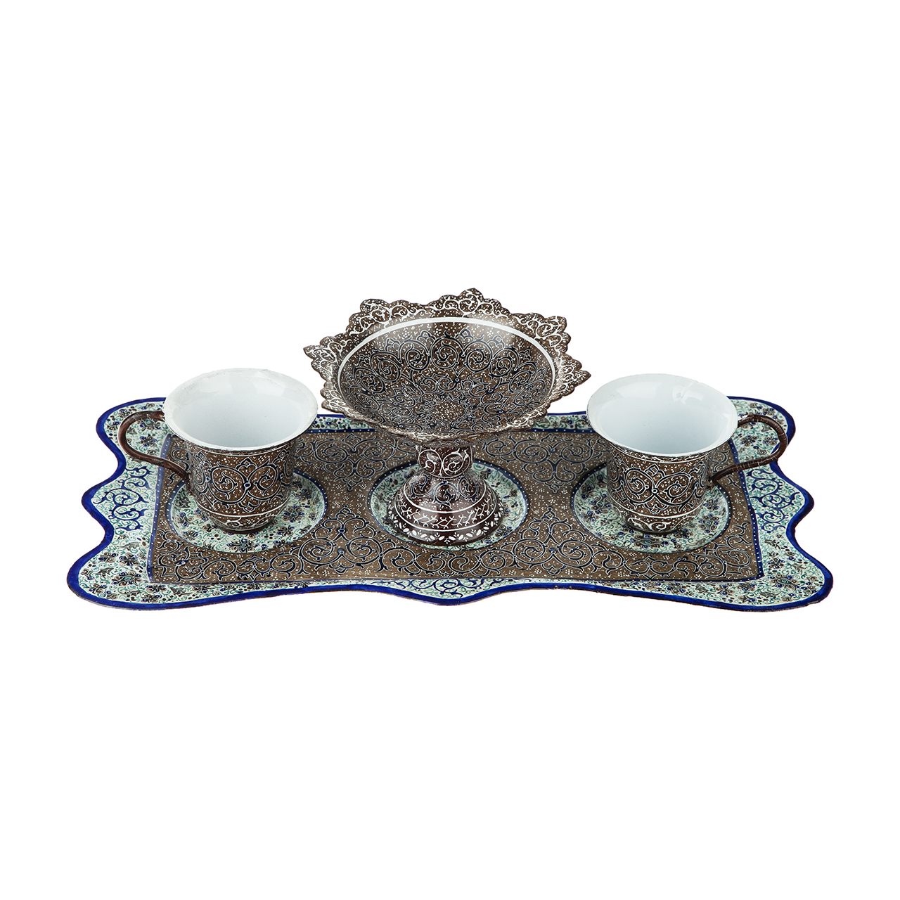 سرویس چای خوری مسی میناکاری شده اثر سلطانی کد 60