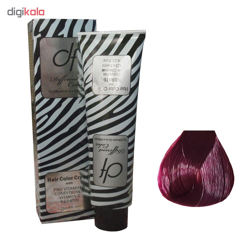 رنگ مو دیفرنت مدل Keratin شماره 6.20 حجم 125 میلی لیتر رنگ بادمجانی خیلی روشن