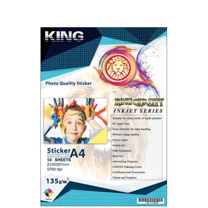King Quality A4 Sticker Photo Paper 135gr Pack of 50