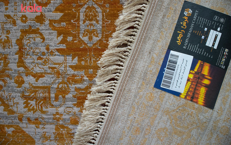 فرش ماشینی فرش رادین طرح پتینه هریس زمینه طوسی