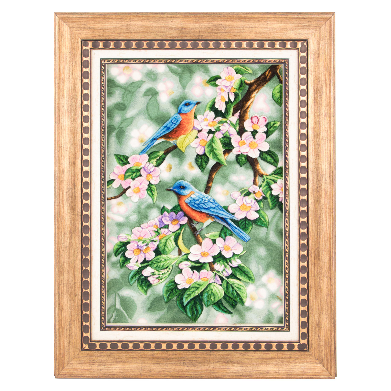 تابلو فرش دستباف دو پرنده و شکوفه بهاری برجسته سی پرشیا کد 901594