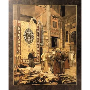 تابلوی معرق چوب طرح بازار فرش کد 004