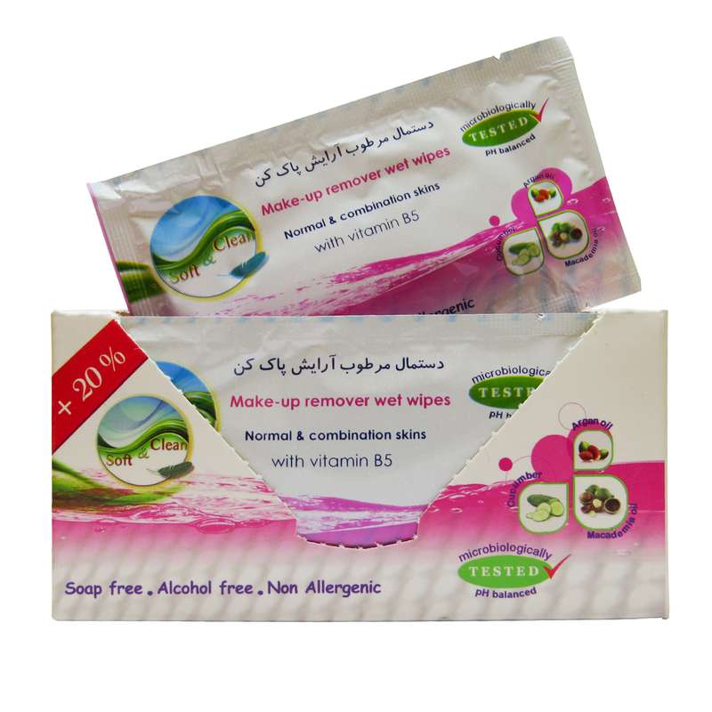 دستمال مرطوب سافت و کلین مدل ساشه ای بسته 12 عددی